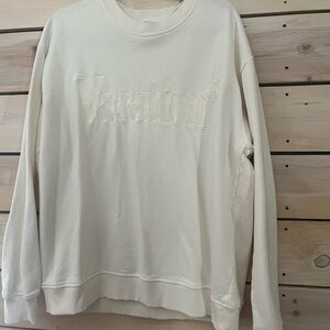 Vacation Women's Cream Crew Neck Sweater Sz Large Unisex